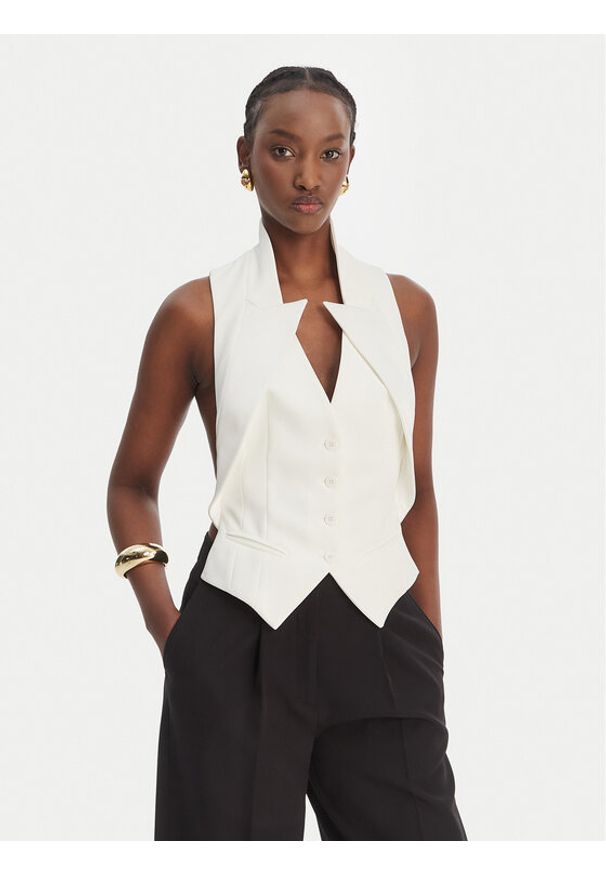 Elisabetta Franchi Kamizelka GL-003-61E2-V290 Biały Regular Fit. Kolor: biały. Materiał: syntetyk