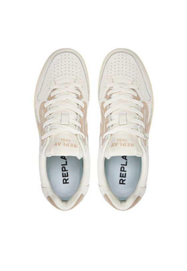 Replay Sneakersy GMZ5N.000.C0001L Écru. Materiał: skóra