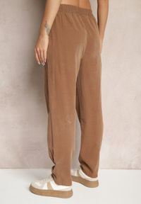 Renee - Brązowe Spodnie z Bawełny High Waist Galili. Okazja: na co dzień. Stan: podwyższony. Kolor: brązowy. Materiał: bawełna. Styl: klasyczny, casual, elegancki #5