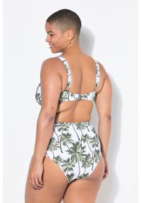 ULLA POPKEN - Damski Top od bikini miękkie miseczki nadruk z palmami. Kolekcja: plus size. Kolor: biały. Materiał: poliester, elastan, poliamid, materiał. Wzór: nadruk