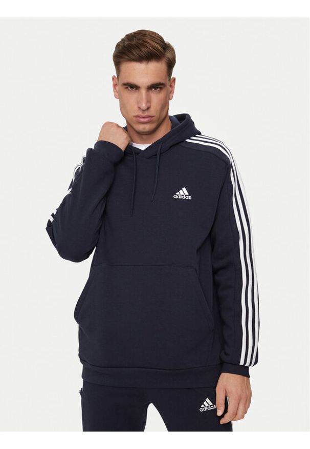 Adidas - adidas Bluza Essentials Fleece 3-Stripes IJ6473 Granatowy Regular Fit. Kolor: niebieski. Materiał: bawełna