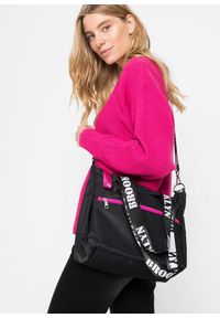 bonprix - Torebka sportowa z kontrastowymi detalami. Kolor: czarny. Wzór: napisy. Styl: sportowy. Rodzaj torebki: na ramię #3