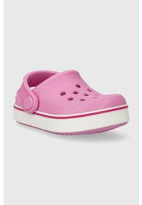 Crocs klapki dziecięce CROCBAND CLEAN CLOG kolor różowy. Nosek buta: okrągły. Kolor: różowy. Materiał: materiał, guma. Wzór: gładki #5