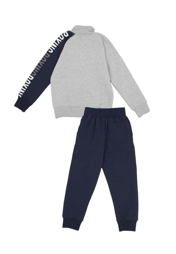 LEONE 1947 APPAREL - Dres klasy juniorskiej z kołnierzem i zamkiem błyskawicznym na całej długości. Okazja: na uczelnię. Kolor: szary. Materiał: dresówka. Styl: sportowy