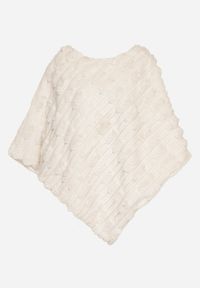 Born2be - Jasnobeżowe Ponczo Ozdobione Tłoczeniem Dairis. Okazja: na co dzień. Kolor: beżowy. Materiał: jeans. Wzór: aplikacja. Styl: klasyczny, casual, elegancki #1