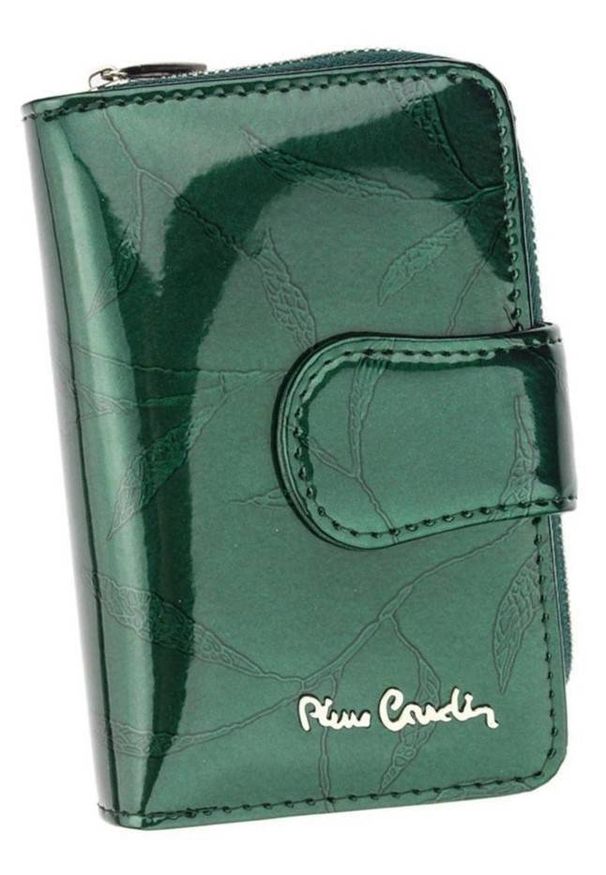 Portfel damski Pierre Cardin 02 LEAF 115 ZIELONY. Kolor: zielony. Materiał: skóra. Wzór: aplikacja