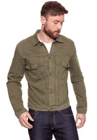 Wrangler - KURTKA JEANSOWA WRANGLER PLEATED JACKET FOREST RAIN W497W955A. Materiał: jeans