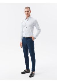Ombre Clothing - Koszula męska z długim rękawem REGULAR FIT K624 - biała - S. Okazja: na co dzień. Kolor: biały. Materiał: bawełna, poliester, elastan. Długość rękawa: długi rękaw. Długość: długie. Styl: casual #3