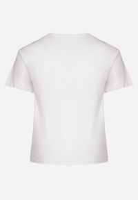 Born2be - Biały Bawełniany T-shirt z Abstrakcyjnym Nadrukiem Dlerra. Okazja: na co dzień. Kolekcja: plus size. Kolor: biały. Materiał: bawełna. Wzór: nadruk. Styl: casual, elegancki #4