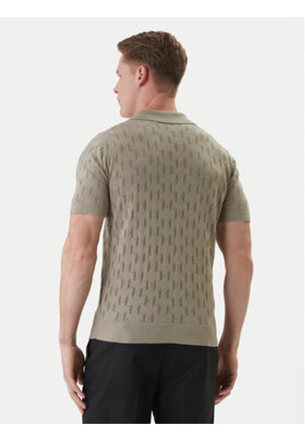 Karl Lagerfeld - KARL LAGERFELD Polo 655005 562301 Khaki Slim Fit. Typ kołnierza: polo. Kolor: brązowy. Materiał: bawełna