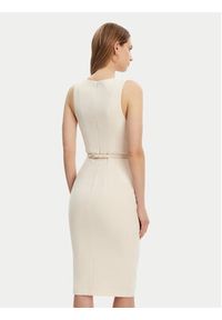 Elisabetta Franchi Sukienka koktajlowa AB-706-51E2-193 Écru Slim Fit. Materiał: syntetyk. Styl: wizytowy