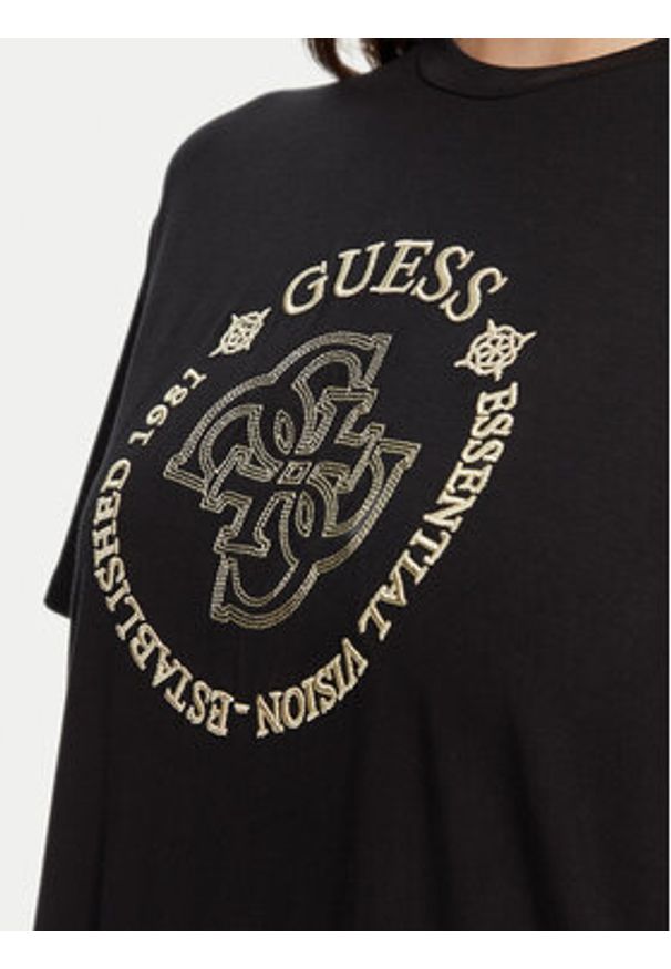 Guess T-Shirt V5YI05 KCOA2 Czarny Regular Fit. Kolor: czarny. Materiał: wiskoza