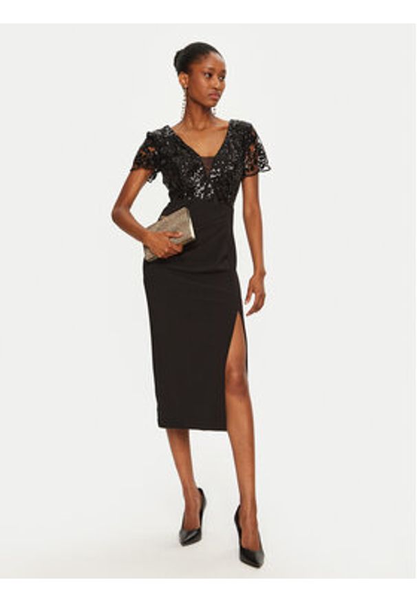 Rinascimento Sukienka koktajlowa CFC0019731002 Czarny Regular Fit. Kolor: czarny. Materiał: syntetyk. Styl: wizytowy