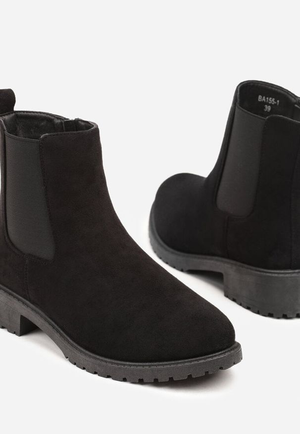 Born2be - Czarne Botki w Stylu Sztybletów z Elastyczną Wstawką Kanelle. Okazja: na co dzień, do pracy. Kolor: czarny. Styl: casual, elegancki