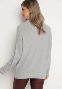 Born2be - Szary Golf o Klasycznym Kroju z Kaszmirem Azifra. Okazja: na spotkanie biznesowe. Typ kołnierza: golf. Kolor: szary. Materiał: kaszmir. Styl: klasyczny #6