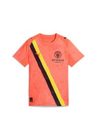 Puma - Młodzieżowa koszulka KIDSUPER × MANCHESTER CITY PUMA Neon Sun Black Orange. Kolor: czarny, żółty, wielokolorowy, pomarańczowy
