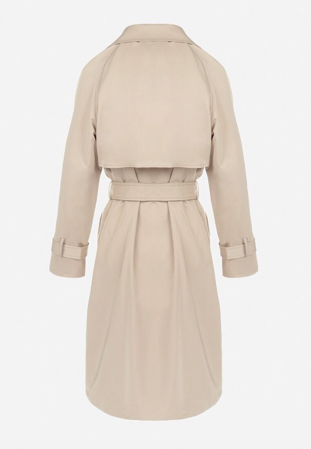 Born2be - Beżowy Płaszcz Długi Trencz z Paskiem Ozrage. Kolor: beżowy. Długość: długie. Sezon: jesień, wiosna. Styl: sportowy, elegancki