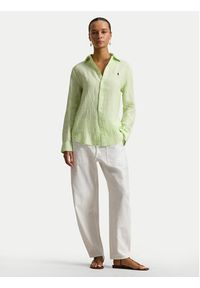 Polo Ralph Lauren Koszula 211A96158001 Zielony Classic Fit. Typ kołnierza: polo. Kolor: zielony. Materiał: len #4