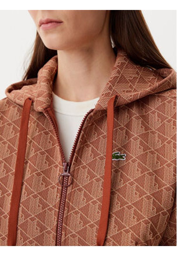 Lacoste Bluza SF7606 Brązowy Regular Fit. Kolor: brązowy. Materiał: bawełna, syntetyk