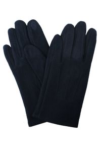 EM Men's Accessories - Delikatne i Wygodne Rękawiczki z Wełną - Męskie - Granatowe. Kolor: niebieski. Materiał: poliester, wełna, wiskoza. Wzór: aplikacja. Sezon: zima, jesień #1