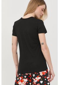 Love Moschino t-shirt bawełniany kolor czarny. Okazja: na co dzień. Kolor: czarny. Materiał: bawełna. Długość rękawa: krótki rękaw. Długość: krótkie. Styl: casual #2
