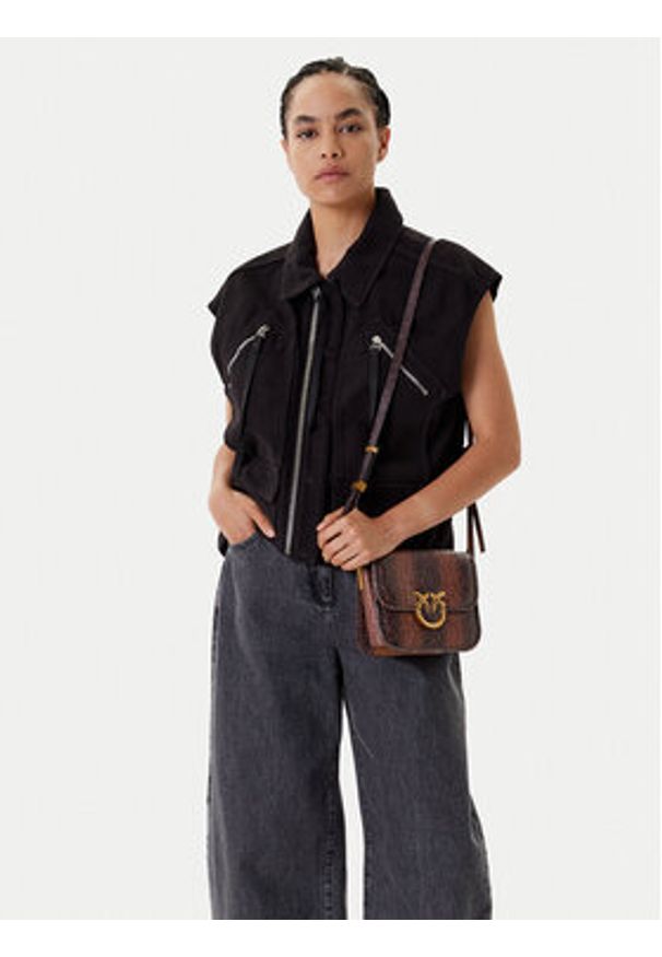 Pinko - PINKO Torebka Love Box Bag Fl Mini PE 25 PLTT 104297 A2CH Brązowy. Kolor: brązowy. Materiał: skórzane