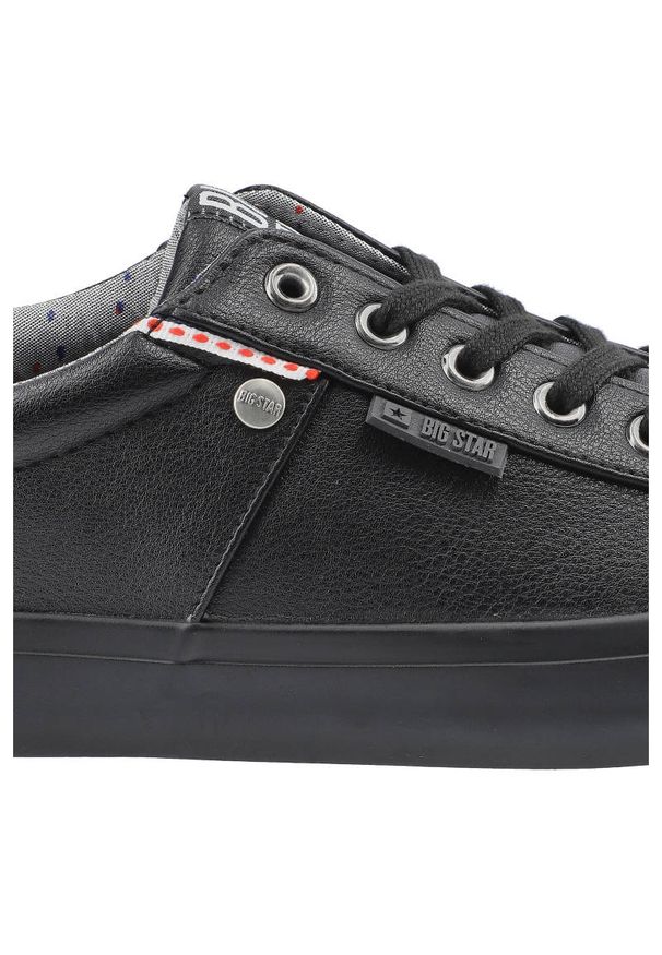Big-Star - Czarne Trampki Big Star Męskie Stylowe Buty. Kolor: czarny. Materiał: skóra ekologiczna, materiał, guma. Szerokość cholewki: normalna. Wzór: aplikacja. Styl: elegancki