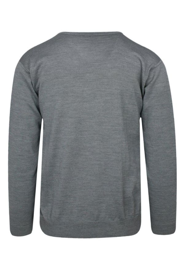 Max Sheldon - Sweter Ciemny Szary, Dekolt w Serek (V-neck), Męski - MAX SHELDON. Typ kołnierza: dekolt w serek. Kolor: szary. Materiał: akryl, wełna. Sezon: zima, jesień. Styl: klasyczny