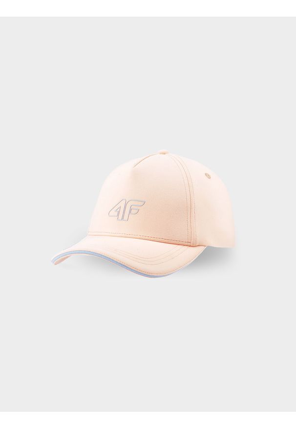 4f - 4F Czapka z daszkiem strapback damska - pomarańczowa S. Kolor: pomarańczowy. Materiał: materiał, syntetyk, elastan. Wzór: aplikacja, jednolity. Sezon: lato. Styl: sportowy, klasyczny, casual
