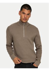 Only & Sons Sweter 22023210 Beżowy Regular Fit. Kolor: beżowy. Materiał: bawełna #3