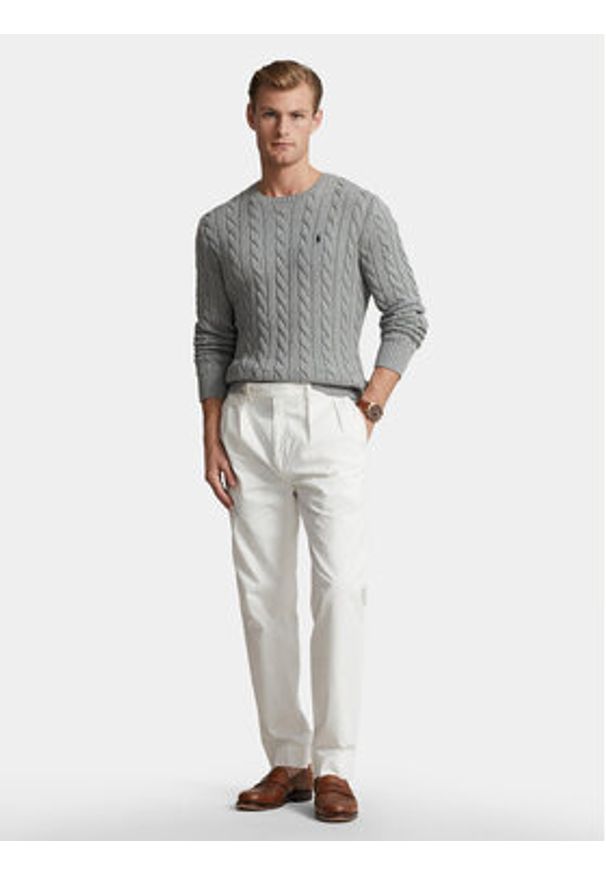 Polo Ralph Lauren Sweter 710775885013 Szary Regular Fit. Typ kołnierza: polo. Kolor: szary. Materiał: bawełna