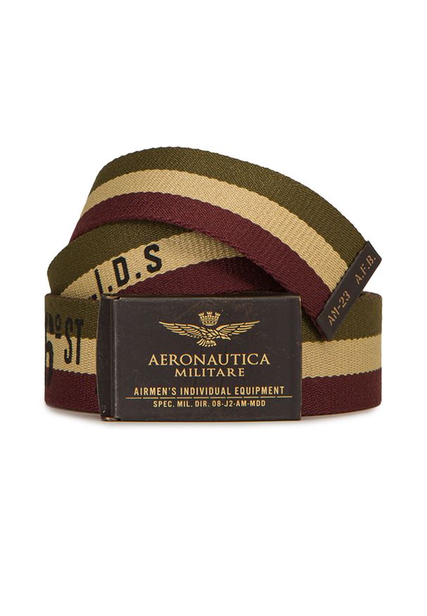 Aeronautica Militare - Pasek AERONAUTICA MILITARE. Kolor: beżowy. Materiał: tkanina. Wzór: nadruk, moro. Styl: militarny