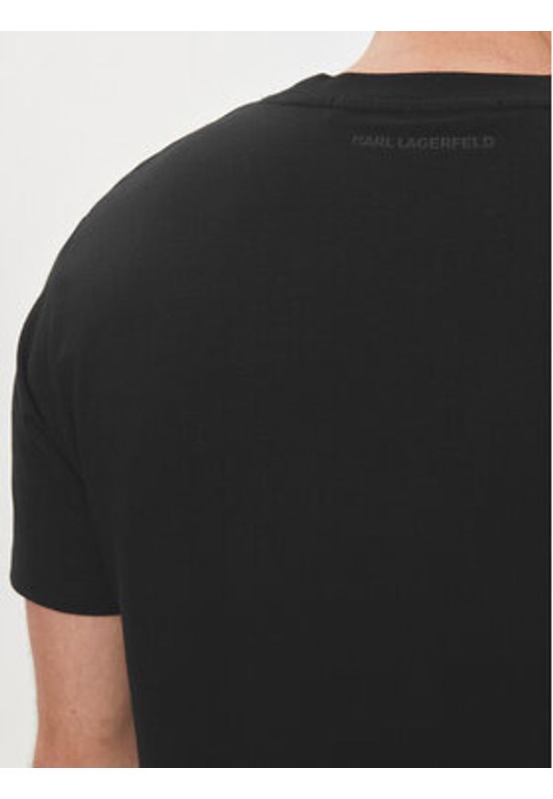 Karl Lagerfeld - KARL LAGERFELD T-Shirt 755085 542221 Czarny Regular Fit. Typ kołnierza: dekolt w karo. Kolor: czarny. Materiał: bawełna