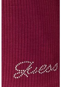 Guess longsleeve damski kolor bordowy. Kolor: czerwony. Materiał: materiał, wiskoza. Długość rękawa: długi rękaw. Długość: krótkie #5