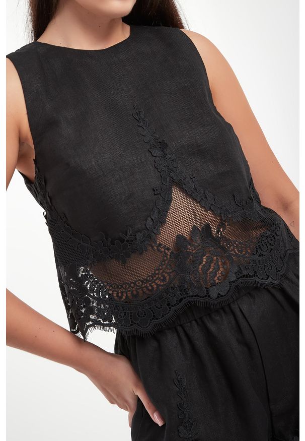 Twinset Milano - Top damski lniany TWINSET. Materiał: len