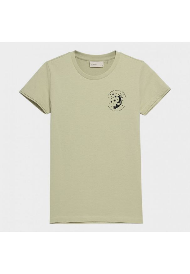 outhorn - T-shirt z nadrukiem damski. Okazja: na co dzień. Materiał: jersey, bawełna. Wzór: nadruk. Styl: casual, klasyczny