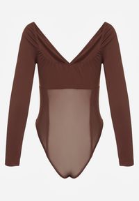 Renee - Brązowe Body Vices o Fasonie Longsleeve z Dekoltem w Kształcie V Asstre. Okazja: na randkę, na co dzień. Typ kołnierza: dekolt w kształcie V. Kolor: brązowy. Materiał: jeans, skóra. Długość rękawa: długi rękaw. Długość: długie. Styl: casual, klasyczny #7