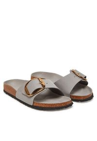Birkenstock Klapki Madrid Big Buckle Hex 1029534 Szary. Kolor: szary. Materiał: skóra
