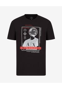 Armani Exchange - ARMANI EXCHANGE - Czarny T-shirt z nadrukiem. Okazja: na co dzień. Kolor: czarny. Materiał: jeans, bawełna. Wzór: nadruk. Styl: klasyczny, casual #5