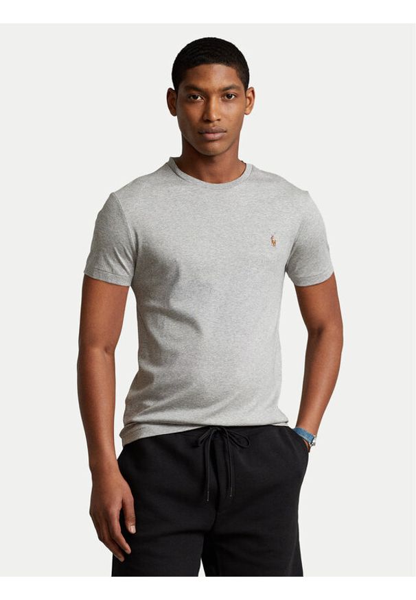 Polo Ralph Lauren T-Shirt 710740727012 Szary Slim Fit. Typ kołnierza: polo. Kolor: szary. Materiał: bawełna