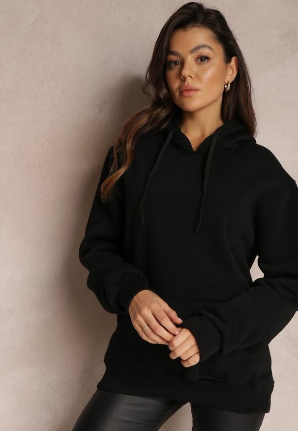 Renee - Czarna Bluza Bawełniana z Kapturem Marmi. Typ kołnierza: kaptur. Kolor: czarny. Materiał: bawełna