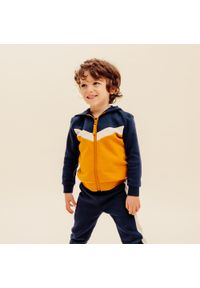 DOMYOS - Bluza dziecięca Domyos Basic rozpinana. Kolor: brązowy, wielokolorowy, beżowy, niebieski, pomarańczowy. Materiał: bawełna, tkanina, poliester, prążkowany, elastan, materiał #1