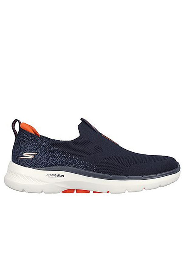 skechers - Buty Skechers GOwalk 6 Granatowy Komfort. Okazja: na spacer, na co dzień. Kolor: szary, niebieski, wielokolorowy. Materiał: guma. Sport: turystyka piesza