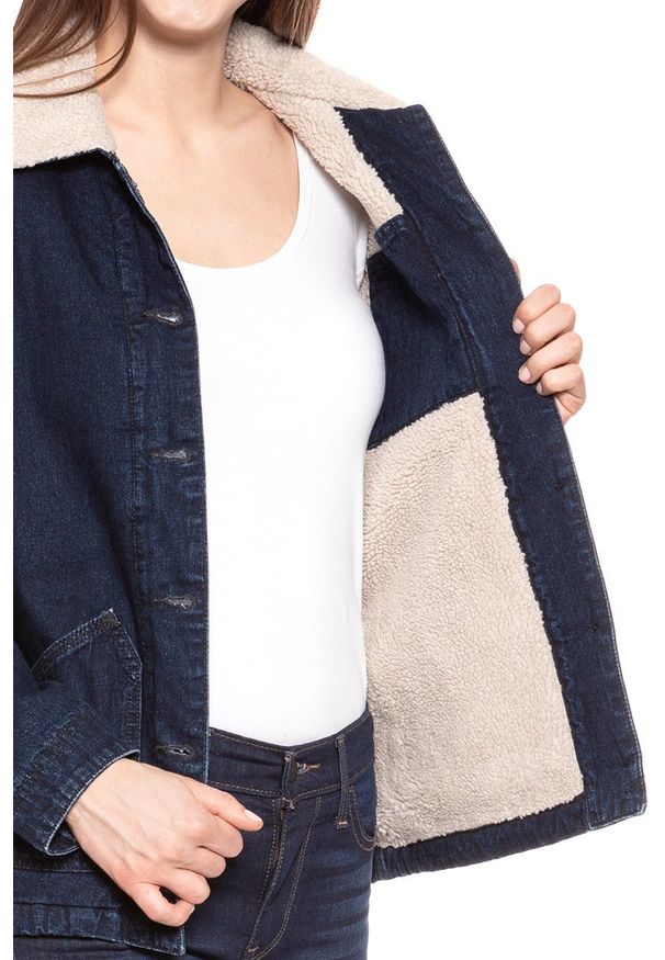 Lee - DAMSKA KURTKA JEANSOWA LEE SHERPA CHORE JACKET BROOME L54FCZXK 112112773. Materiał: jeans. Wzór: jednolity