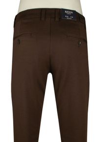 Materiałowe Spodnie Męskie, Eleganckie - Rigon - Ciemny Karmel. Kolor: brązowy, wielokolorowy, beżowy. Materiał: wiskoza, elastan, poliester. Styl: elegancki #3
