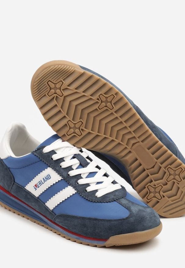 Born2be - Niebiesko-Granatowe Buty Sportowe w Stylu Kultowych Tenisówek ze Skórzaną Wkładką Falritia. Okazja: na co dzień. Kolor: niebieski. Materiał: skóra. Szerokość cholewki: normalna