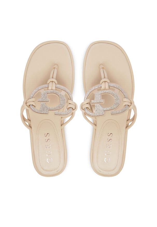 Guess Japonki FLJSM2 SAT21 Beżowy. Kolor: beżowy. Materiał: skóra