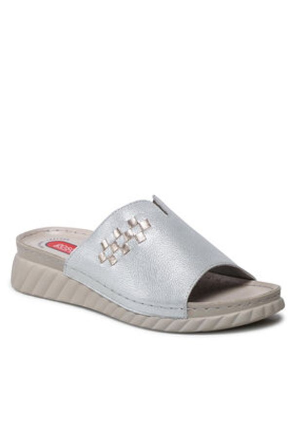 Go Soft Klapki EST-2299-02 Srebrny. Kolor: srebrny. Materiał: skóra