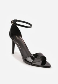 Born2be - Czarne Sandały na Szpilce VICES Eleganckie ze Sprzączką przy Kostce Agereia. Okazja: na co dzień. Zapięcie: sprzączka. Kolor: czarny. Materiał: jeans. Obcas: na szpilce. Styl: elegancki #4