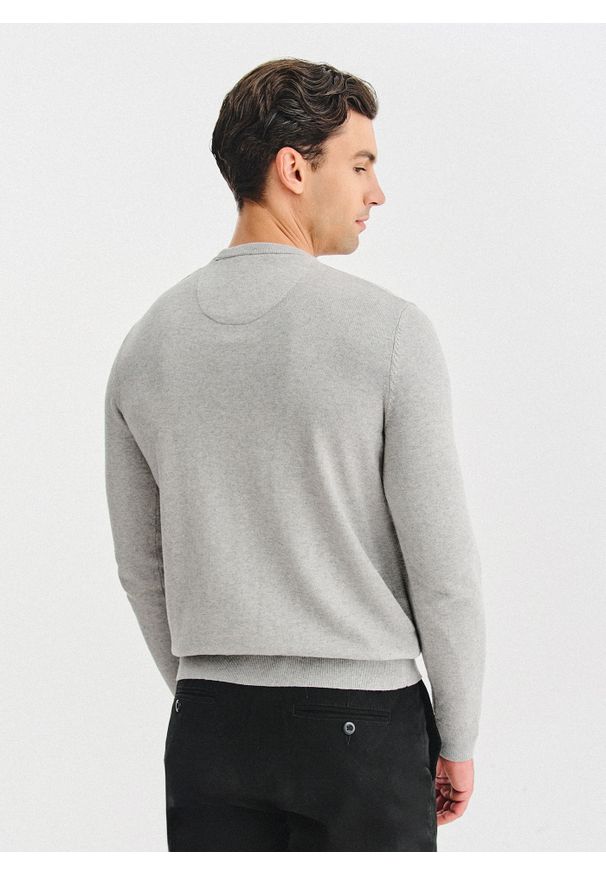 Pako Lorente - PAKO LORENTE – Szary bawełniany sweter z kaszmirem. Okazja: na co dzień. Kolor: szary. Materiał: bawełna, kaszmir. Sezon: jesień. Styl: casual
